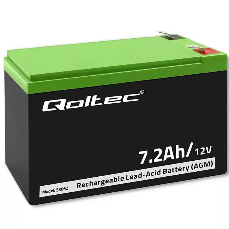 Qoltec 53062 AGM-akku | 12V | 7,2 Ah | max 108A