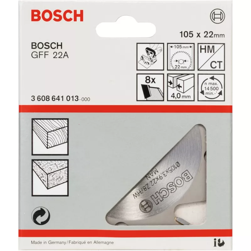 Bosch 3608641013 uravaharain, 105 x 22 mm, 8 hammasta, malliin GFF 22 A