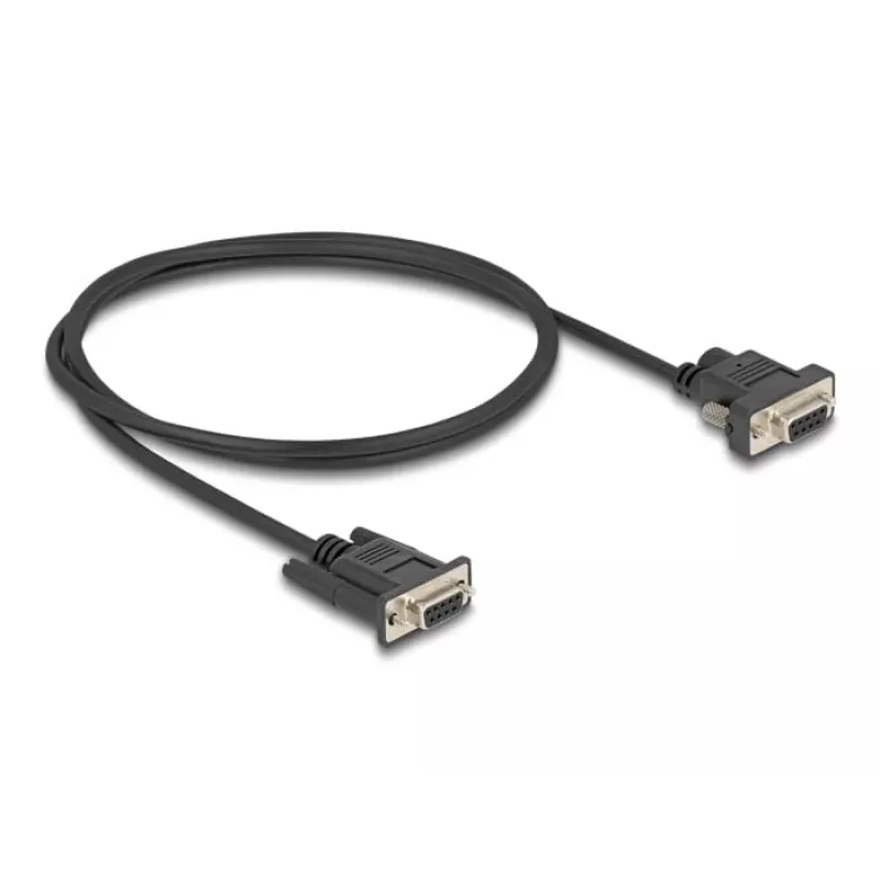 Delock RS-232-sarjakaapeli, D-Sub 9 -naaras ja virta nastassa 9 (DC 5,5 x 2,1 mm), 1 m, musta