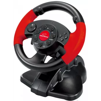 Ohjauspyörä ESPERANZA EG103 peliohjain — PC/PS2/PS3, 13 painiketta, värinä, kiihtyvyysanturi, musta/punainen
