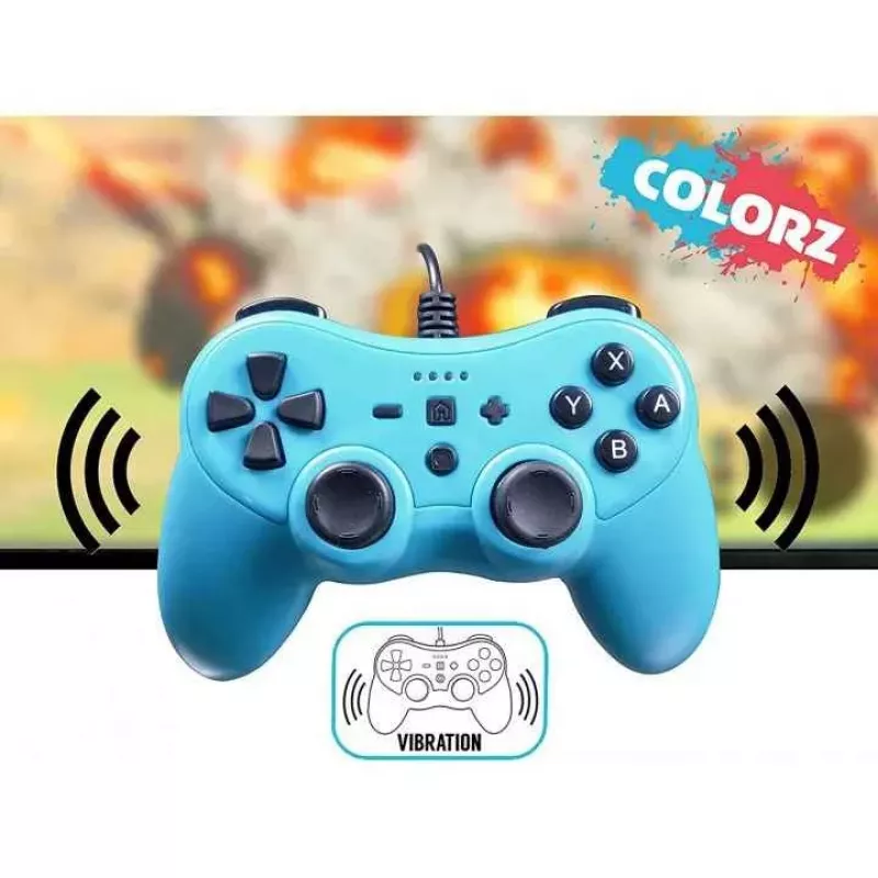 Johdollinen ohjain SUBSONIC SA5488-1 Neon Blue — Nintendo Switchille, johdollinen liitäntä
