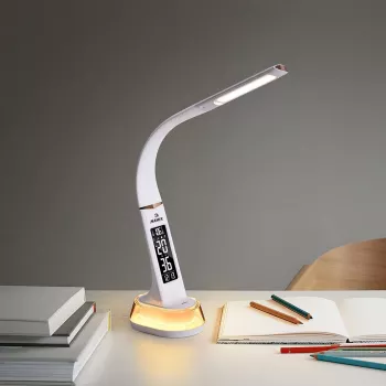 Pöytävalaisin Hawk HW-LAMP05 valkoinen LED säädettävä — kompakti LED-työvalaisin säädettävällä varrella