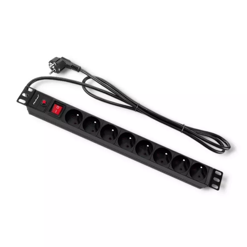 Qoltec 53996 pistorasialista RACK 19 | 1U | 16A | PDU | 8xFRANZÖSISCH | 2m