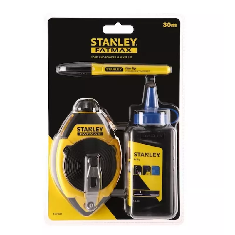 Merkkausnarusarja STANLEY FATMAX 30 m, muovikotelo, musta/keltainen (0-47-681)