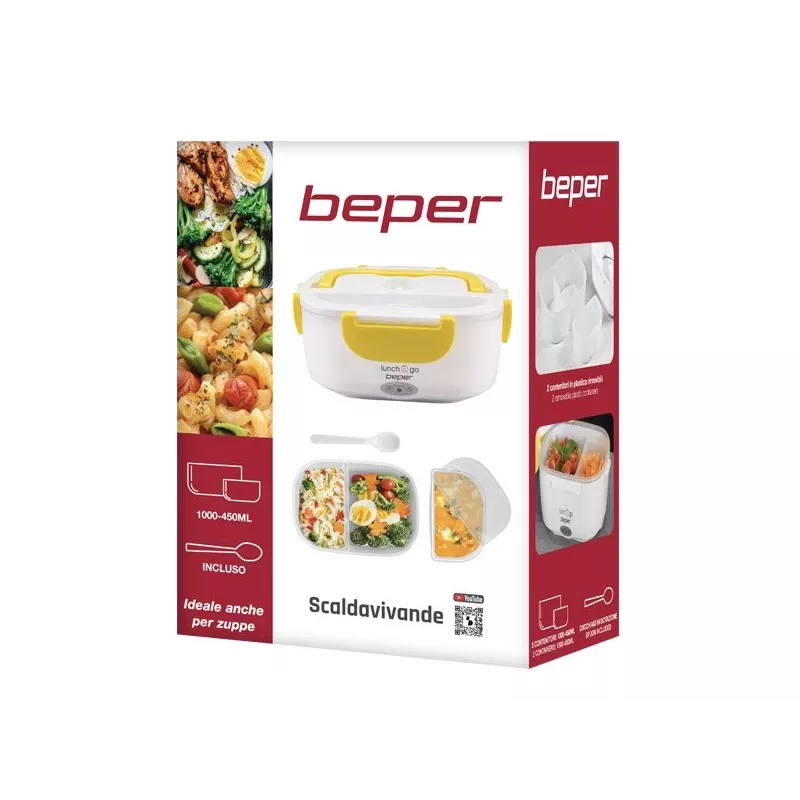 Sähköinen lounasrasia Beper 90.920G – 1 L ruoanlämmitin, keltainen