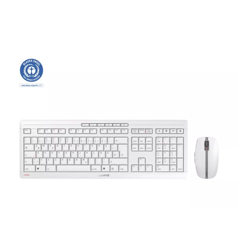 CHERRY Stream Desktop -näppäimistö ja -hiiri sisältää Office RF Wireless QWERTZ saksa valkoinen
