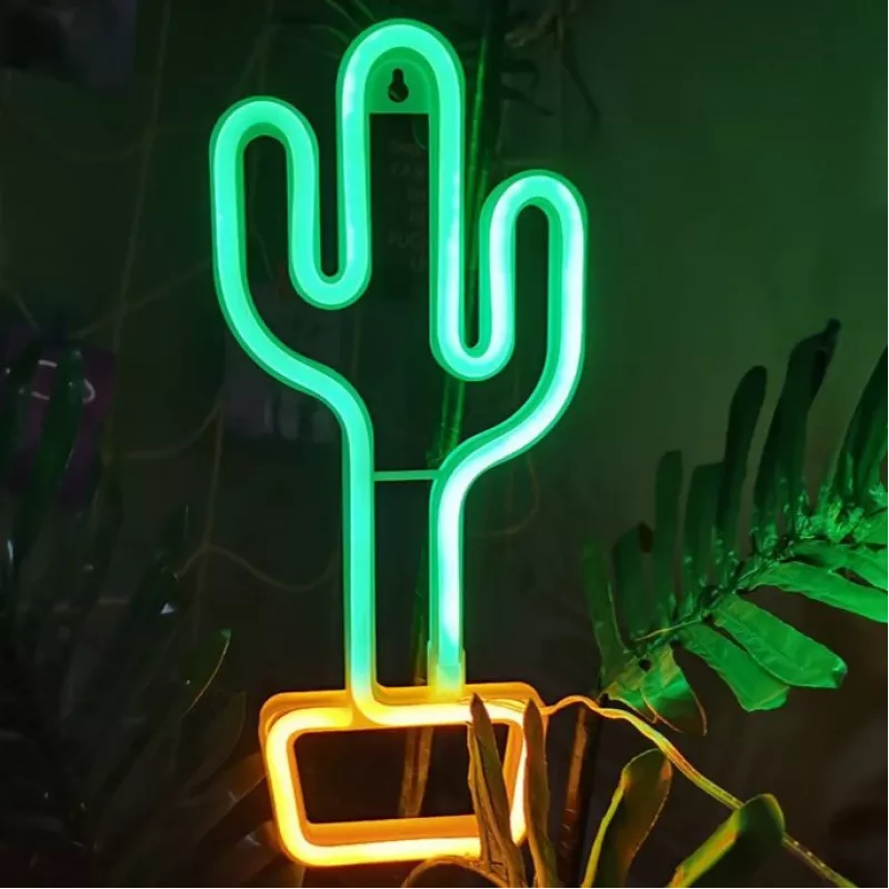 Koristeellinen neonvalo MANTA SNL07GNT kaktus vihreä keltainen, neonkyltti