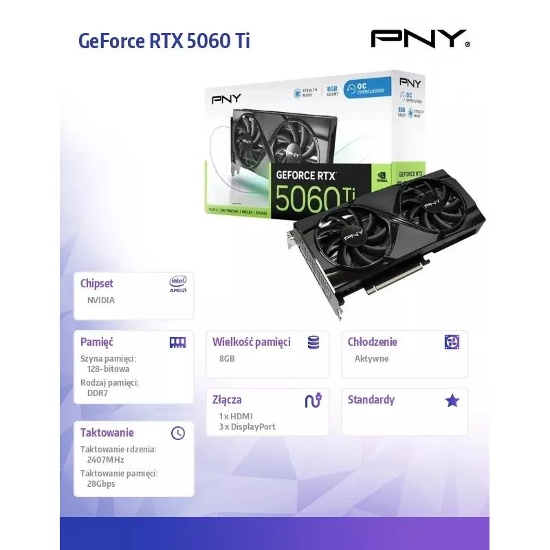 Näytönohjain PNY GeForce RTX 5060 Ti 8GB GDDR7