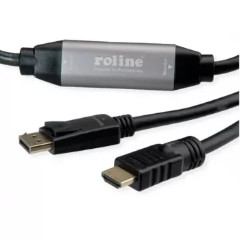 Videokaapelisovitin ROLINE 11.04.5776 7,5 m HDMI Type-A DisplayPort musta