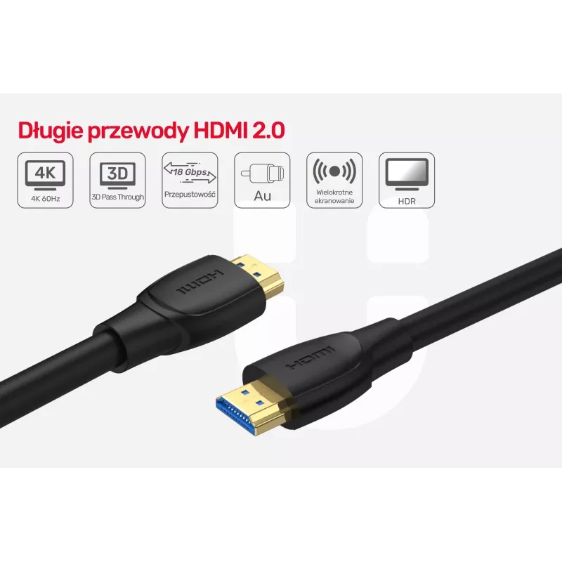 Unitek kaapeli HDMI 2.0, 4K 60Hz, C11068BK, 7 m