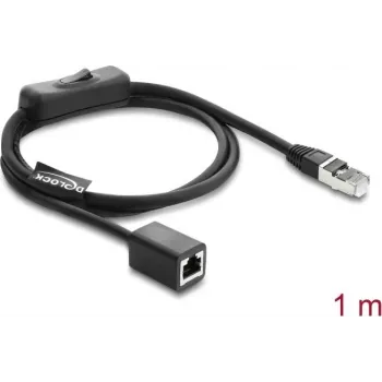 Verkkokaapeli DELOCK RJ45 ST < BU inline-kytkimellä Cat.6 F/UTP 1 m