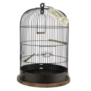 ZOLUX Retro Lisette -lintuhäkki — metallihäkki pienille linnuille, Ø38 cm, korkeus 55 cm, tummanruskea, sis. keinu