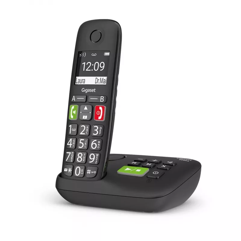 Gigaset E290A Analoginen/DECT-puhelin numeronäytöllä Musta