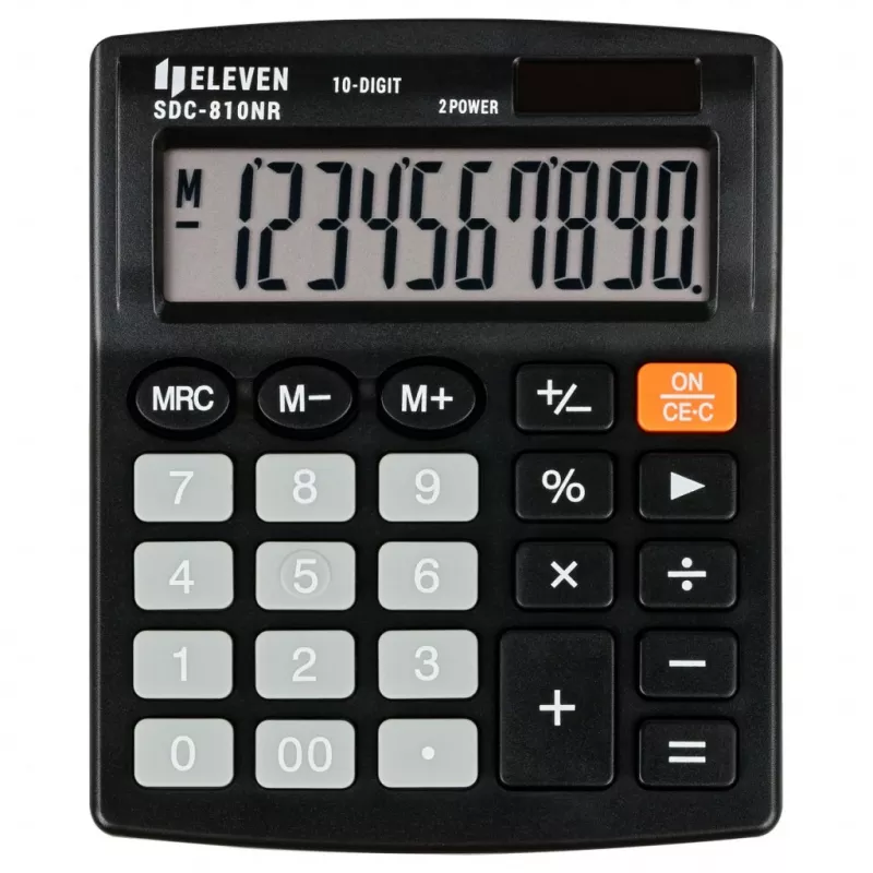 ELEVEN toimistolaskin SDC-810NR 10-numeroinen näyttö, kaksikäyttöinen, musta