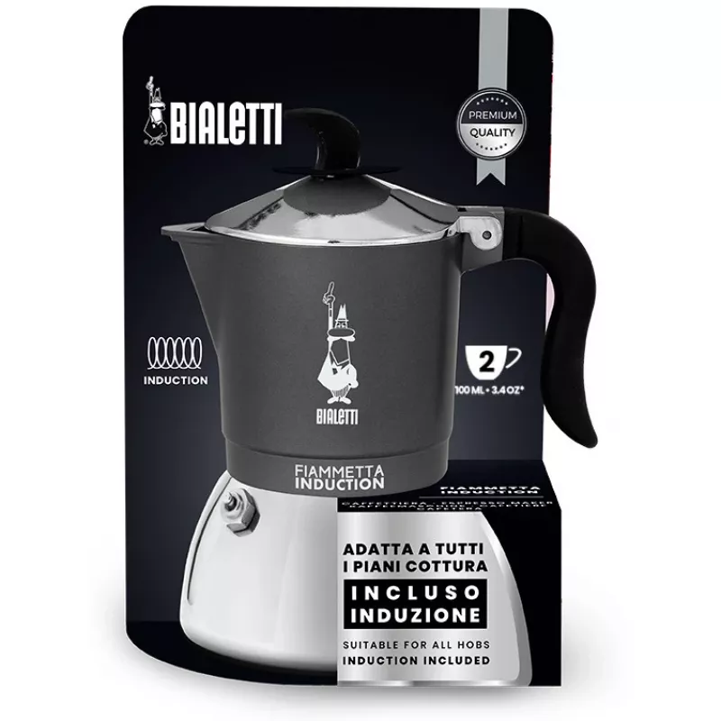 Induktioliesikahvipannu BIALETTI FIAMMETTA 2 kupille, harmaa