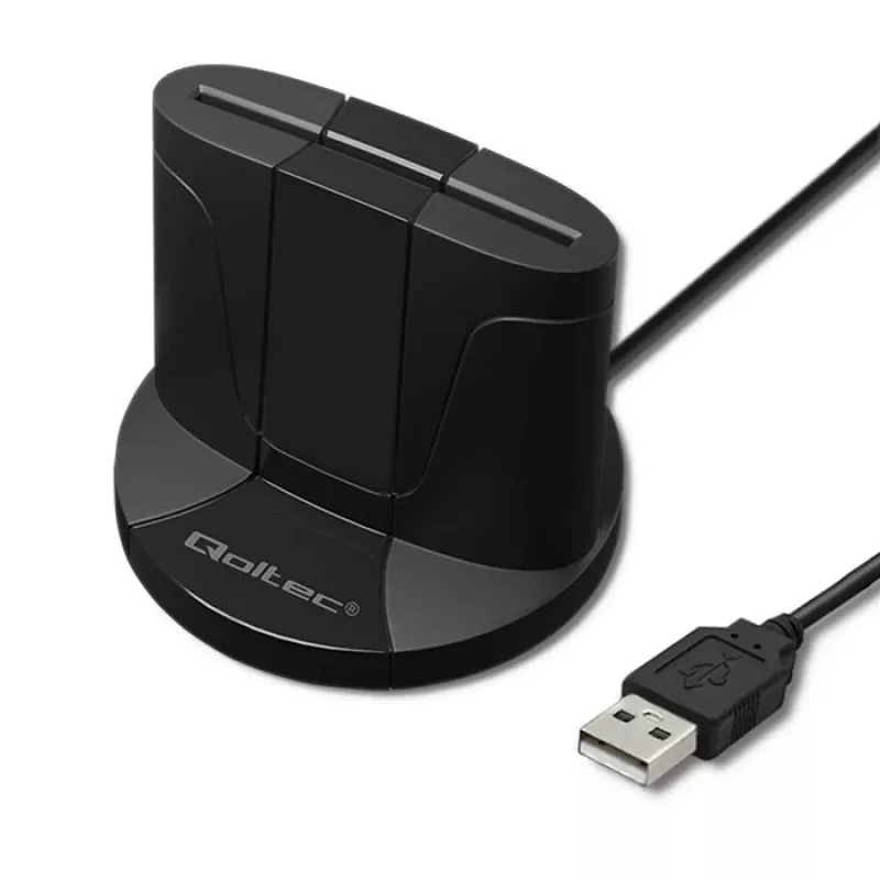 Älykortinlukija Qoltec 50632 USB 2.0 musta 1 m kaapeli
