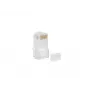 LANBERG RJ-45-liitin PLU-6000 Cat6 U/UTP -kaapelille, läpinäkyvä/valkoinen, 100 kpl:n pakkaus