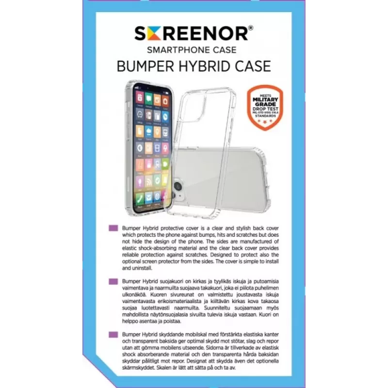 Screenor Bumper 25641SB suojakotelo OnePlus 13R -puhelimelle, läpinäkyvä