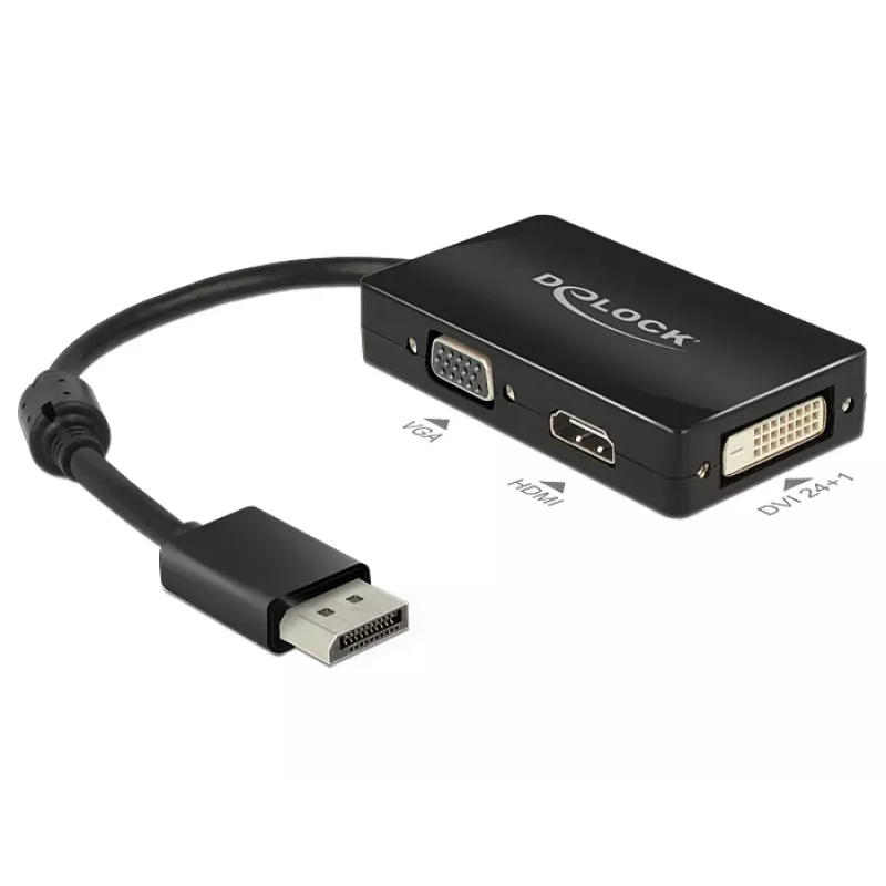 DeLOCK 0.16m DisplayPort/VGA+HDMI+DVI VGA (D-Sub)+ HDMI + DVI musta