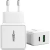 ANSMANN HC218PD - verkkolaite - 18 W - 3000 mA - PD, QC 3.0 - 2 lähtöporttia (USB, USB-C) - valkoinen (1001-0111)