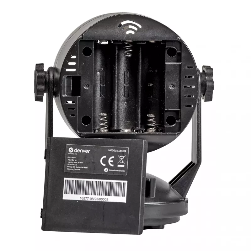 LED-disko-pallo DENVER LDB-319 – kompakti LED-juhlavalo, malli 117220200040
