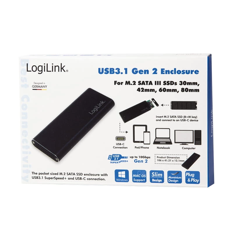 SSD-kotelo LogiLink UA0314 musta M.2