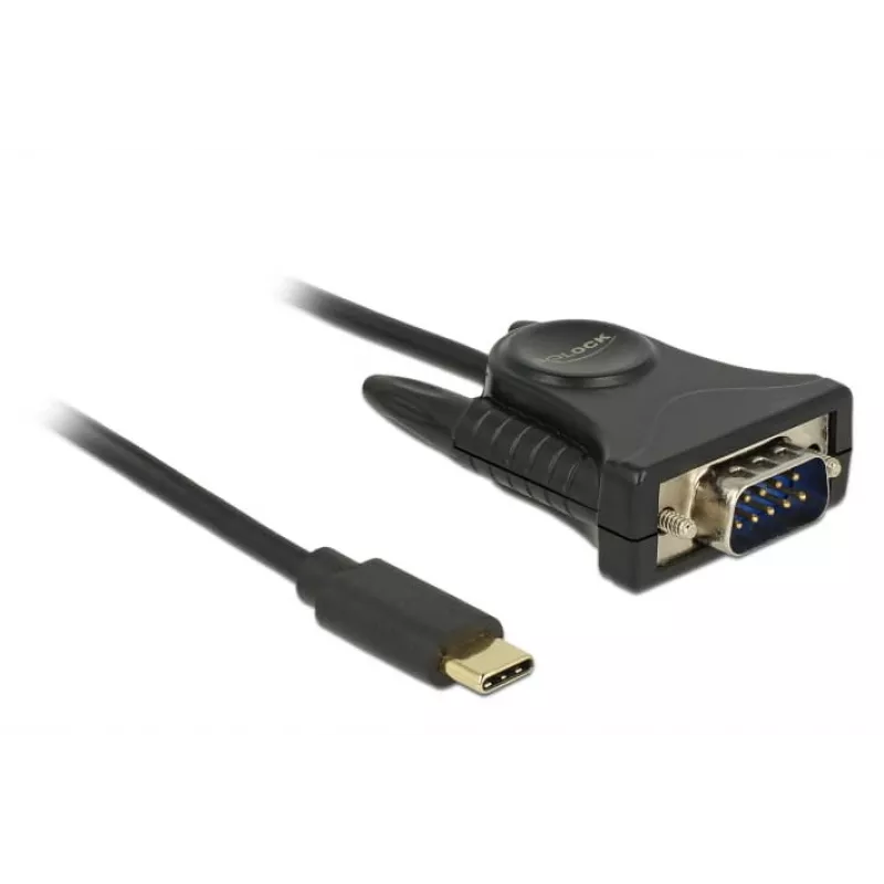 Delock 62964 USB-C - sarja DB9 RS-232 -sovitin, 1,8 m, musta
