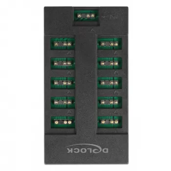 Delock - RGB LED valokeskitin - 10 liitäntää - musta (64128)