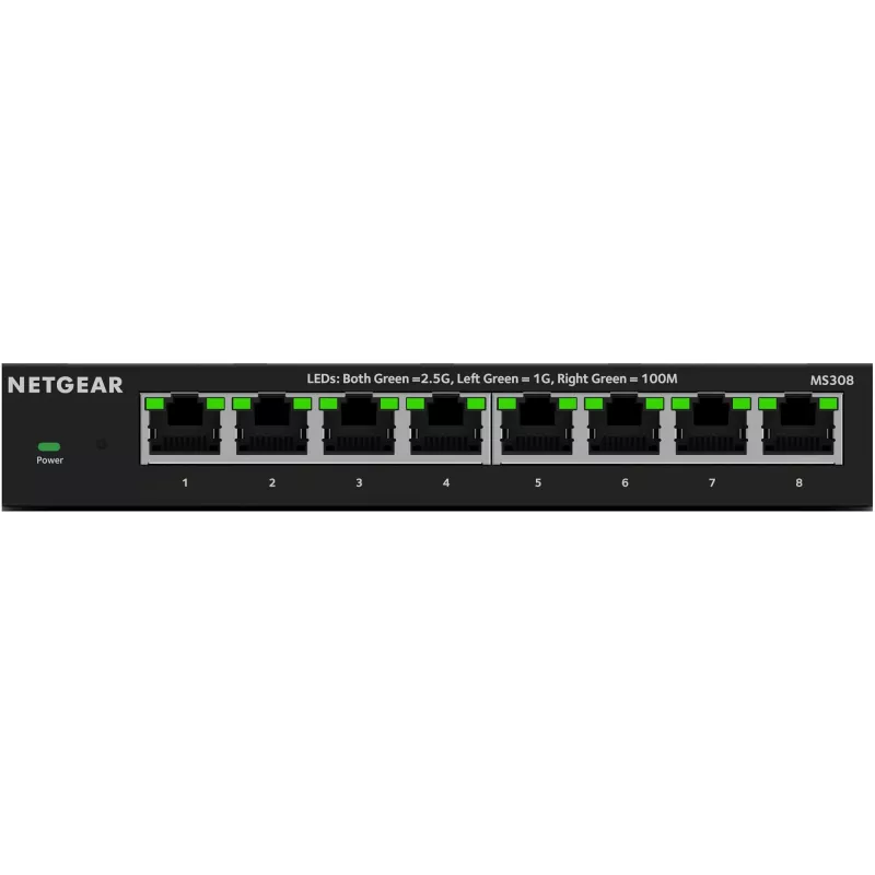 NETGEAR MS308 hallitsematon 2.5G Ethernet (100/1000/2500) musta