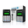 Akkulaturi everActive NC450B — 4 kennon AAA-laturi, 110/230V AC, musta