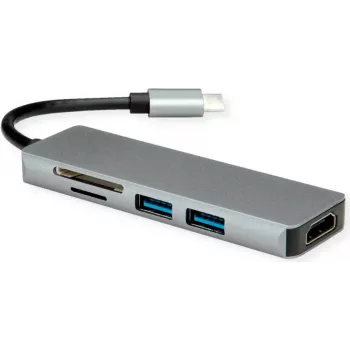 ROLINE-telakointiasema Type C HDMI 2x USB3.2 Gen1 A SD/MicroSD - digitaalinen/tieto (12.02.1019)