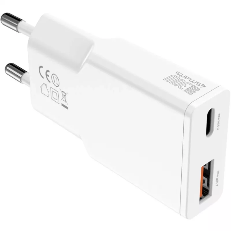 Laturi 4smarts PDPlug Duos ohut älypuhelin tabletti valkoinen AC pikalataus