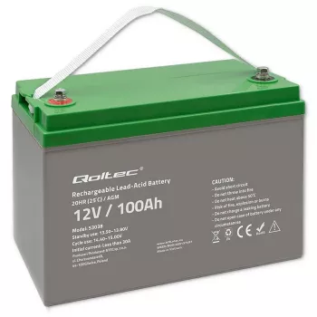 Qoltec 53038 AGM-akku | 12V | 100Ah | max 1200A