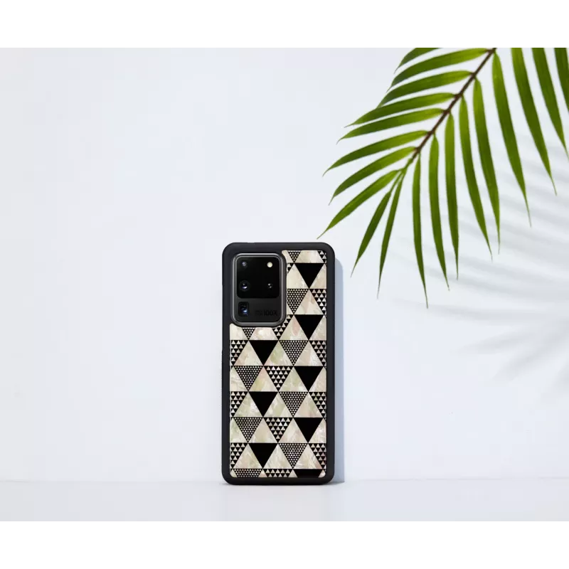 iKins suojakotelo Samsung Galaxy S20 Ultralle — pyramidikuvio, musta