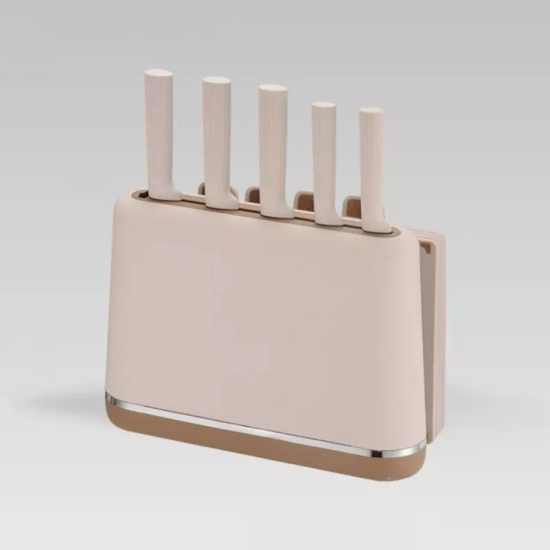 Maestro MR-1412-BEIGE veitsisarja telineellä + leikkuulautasarja beige