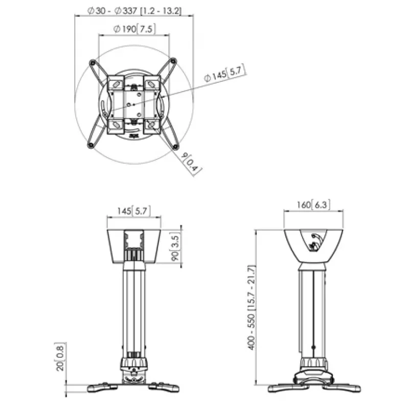 Kattokiinnike projektoreille Vogel's PPC1540W