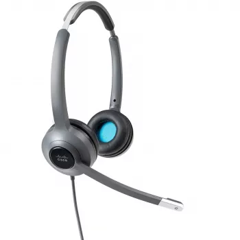 Johdollinen on-ear-kuulokemikrofoni Cisco 522 — kaksikorvainen, 3,5 mm USB-A-sovittimella, antrasiitti