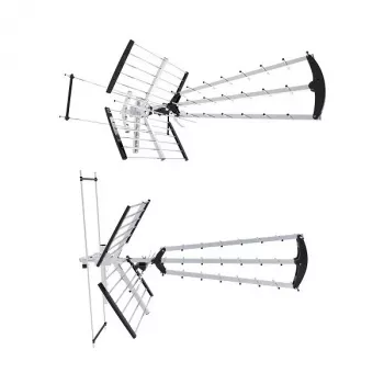 Ulko-/sisä-DVB-T-antenni LIBOX LB2000 69 dB vahvistimella, kaksoispolarisaatio, 174–790 MHz, alumiini/musta