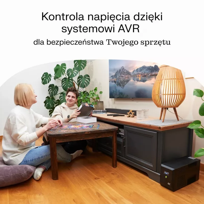 USV Line-Interactive 2 kVA 1200 W, Green Cell, 4 vaihtovirtalähtöä, USB, 12 V 9 Ah VRLA (torni)