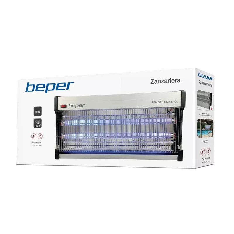Beper VE.702 sähköinen hyönteiskarkotin 40 W, UV-A-putki, irrotettava keräysastia