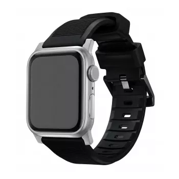 Nomad Rugged Strap -kelloranneke musta Connectoor Silver 42/44/45/49 mm
