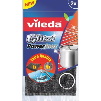 VILEDA 141656 hankaussieni, kangas ruostumattomalla teräksellä, harmaa, 2 kpl:n pakkaus, 115×245×20 mm, 35 g