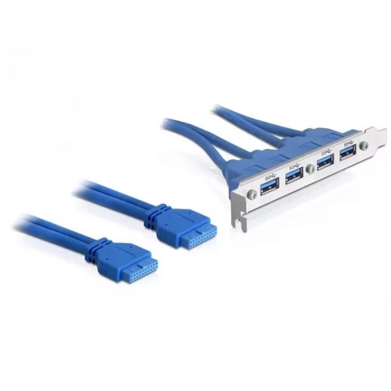 DeLOCK korttipaikkapelti USB3.0 pin header 19 pin 2 x Internal > 4 x USB3.0-A Socket external - korttipaikkapelti (82974)