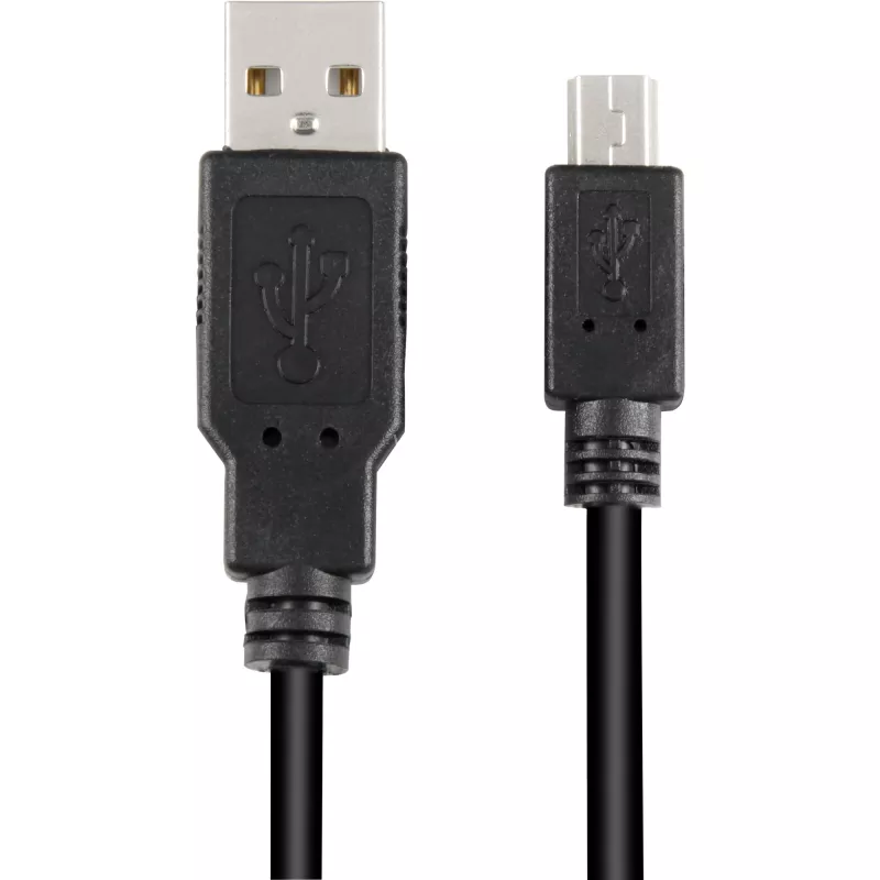USB 2.0 kaapeli, USB-A uros > Mini-USB uros musta, 3,0 metriä, kaksinkertaisesti suojattu
