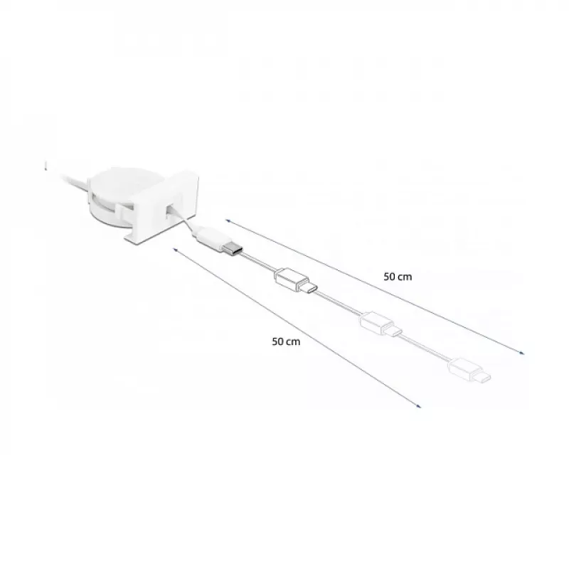 Kelautuva kaapeli DeLOCK Easy 45 USB 2.0 Type-A – Type-C 0,62 m
