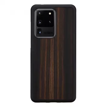 man and wood -puhelinkotelo Galaxy S20 Ultra eebenpuumusta — suojaava älypuhelinkotelo