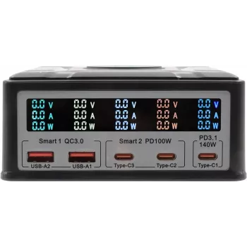 Multiport-laturi Exsys EX-1107 260W, musta, Multiport-Power-Delivery usealle laitteelle
