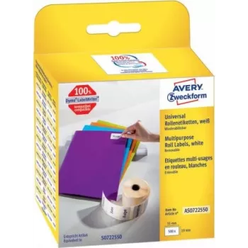 Avery - irrotettava liima suorakaiteen muotoiset paperitarrat - valkoinen - 19 x 51 mm 500 tarraa (1 rulla x 500) (AS0722550)