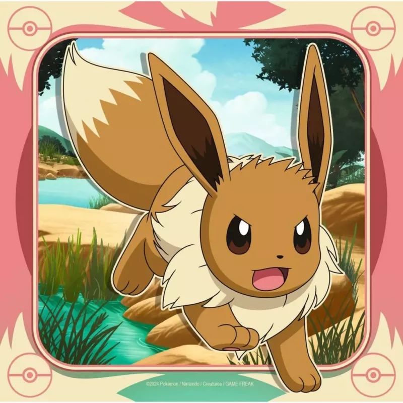 Palapeli Ravensburger Pikachu, Charizard ja Eevee — 147 palaa, 5 vuodesta, 210 × ? mm