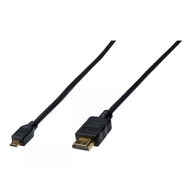 Digitus ASSMANN - HDMI-kaapeli Ethernetillä - 19 pin micro HDMI Type D uros HDMI uros - 1 m - kolmoiseristys - musta (AK-330115-010-S)